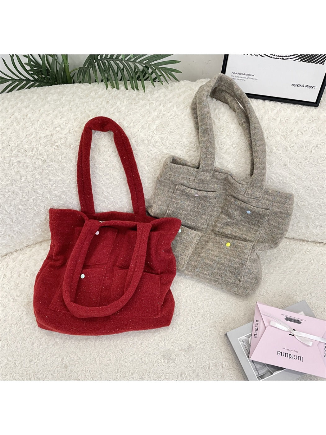 Cosbai – Plush Short Handle Shoulder Bag