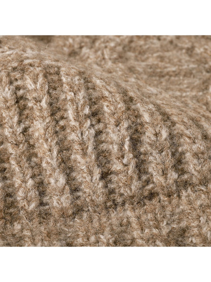 Haila - Pom Pom Cable Knit Folded Cuff Beanie