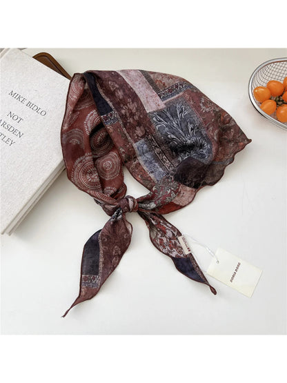 Scarvii - Sping Print Scalloped-Edge Triangle Scarf