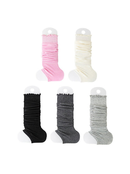 Rufia - Soft Ribbed Ruffle Trim Slouchy Leg Warmers