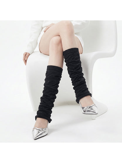 Cozyra - Speckled Ruched Mid-Calf Leg Warmers