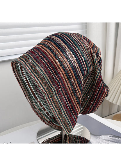 Haila - Multicolor Striped Open-Knit Beanie