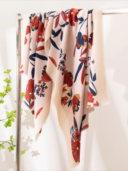 Scarvii - Elegant Winter Floral Print Scarf & Shawl