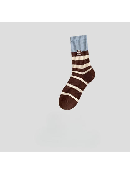 Rufia - Dog Stripe Rib Knit Crew Socks