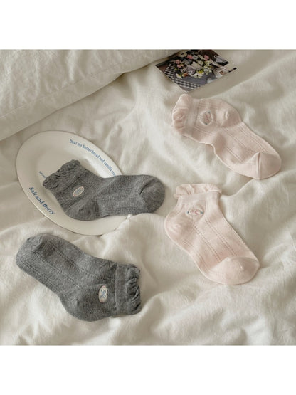 Rufia - Sweet Bow Pattern Frilly Ankle Socks