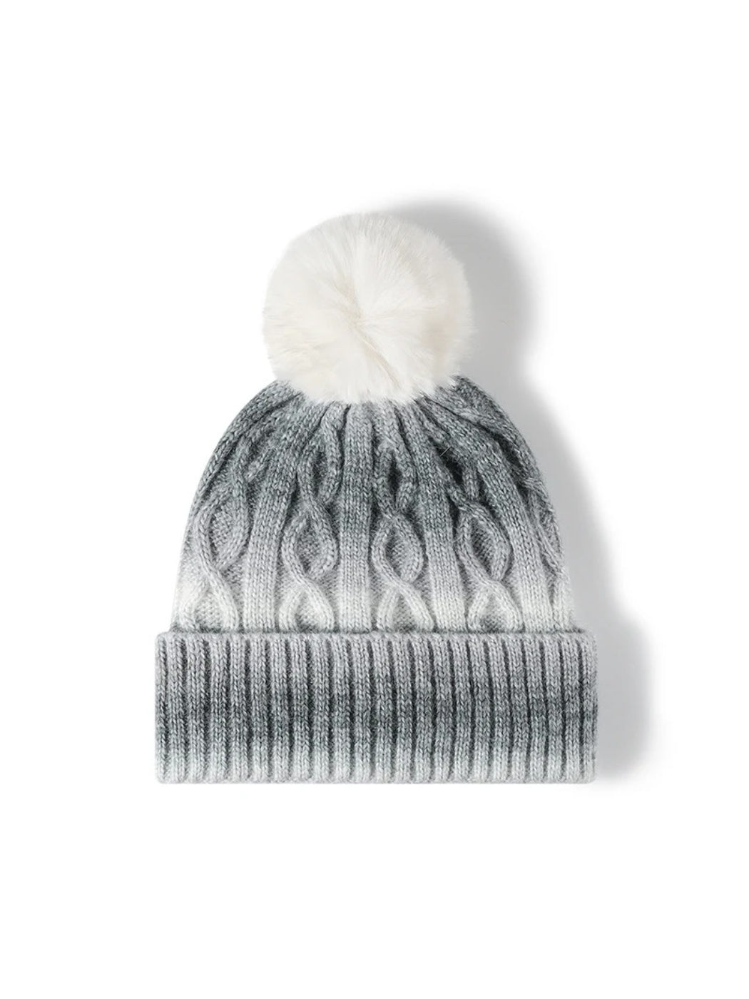 Haila - Gradient Cable Knit Pom Beanie
