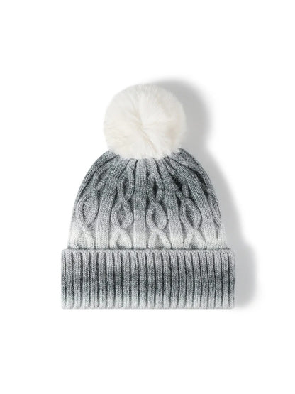 Haila - Gradient Cable Knit Pom Beanie