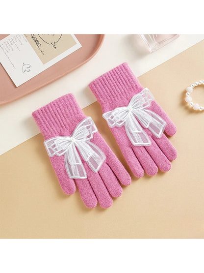 Gloving - Bow Detail Ribbed Cuff Gloves