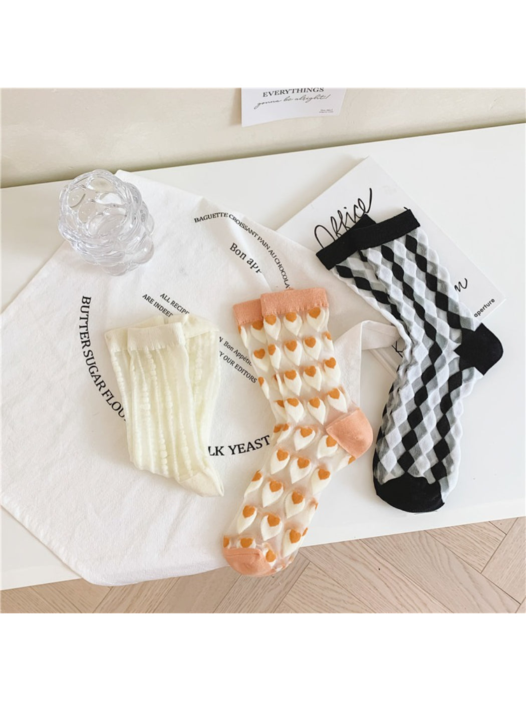 Rufia - Heart Pattern Sheer Socks