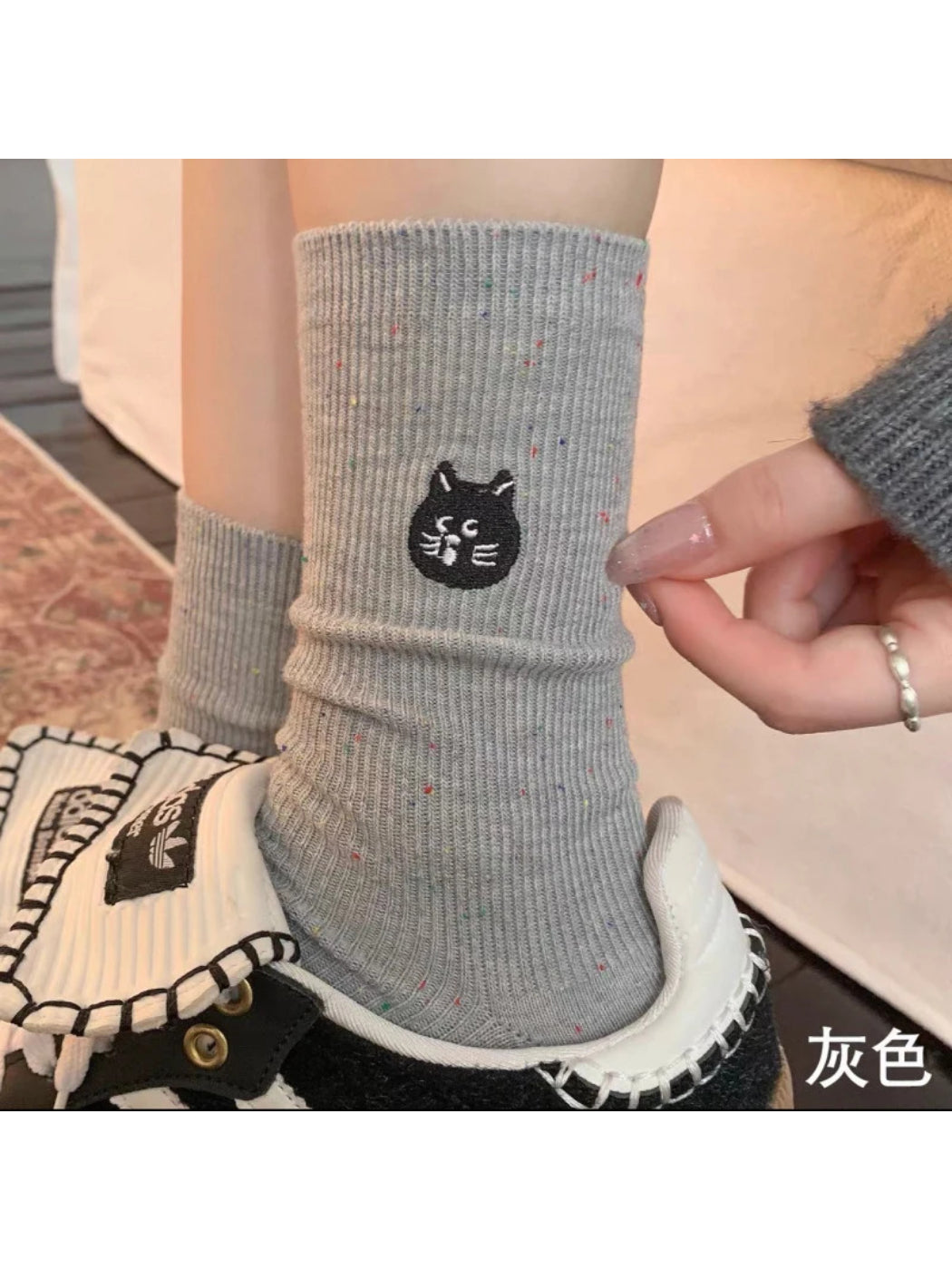 Rufia Cat Face Crew Socks for Women