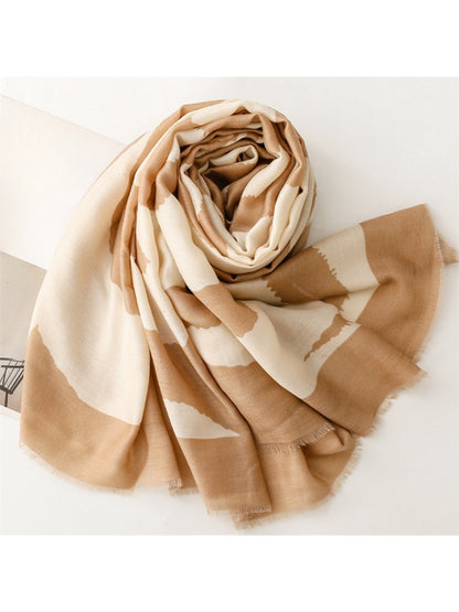 Scarvii - Modern Stripe Print Tassel Scarf