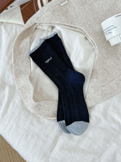 Rufia - Cable Knit Ruffle Crew Socks