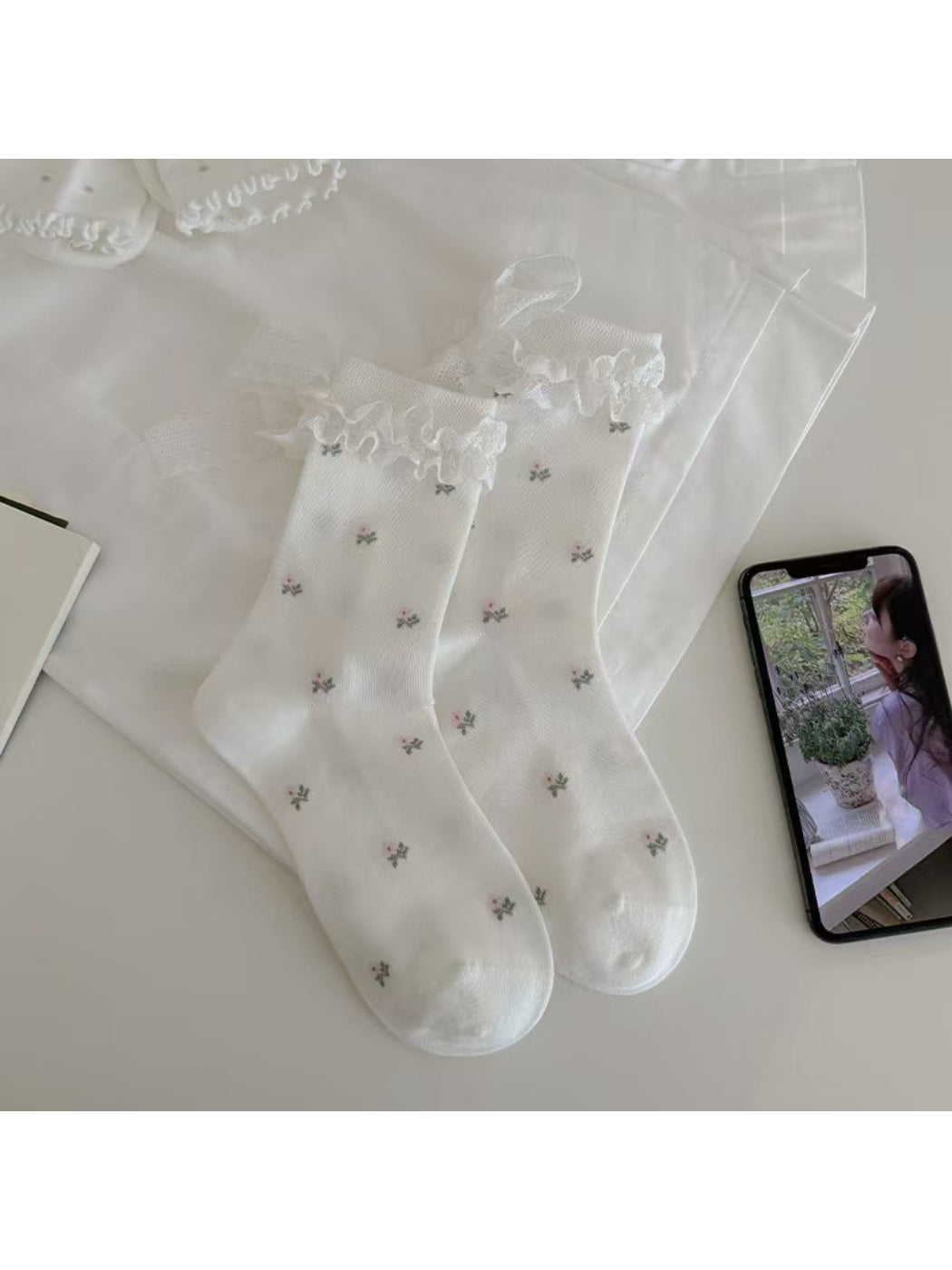 Rufia - Soft Floral Lace Crew Socks product image 3