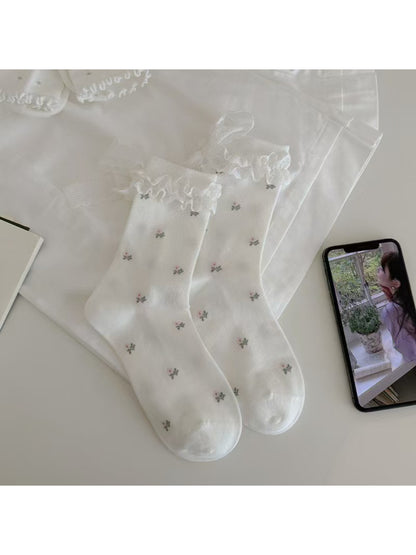 Rufia - Soft Floral Lace Crew Socks product image 3