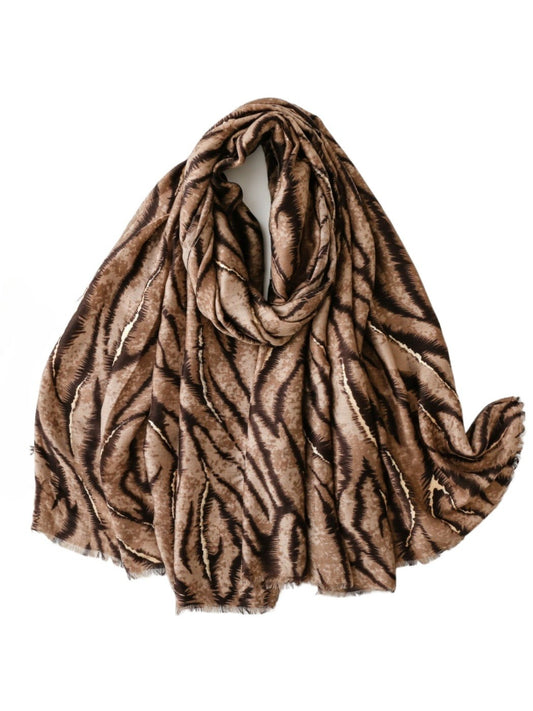 Scarvii - Zebra Print Scarf & Shawl with Gold Foil Fringe