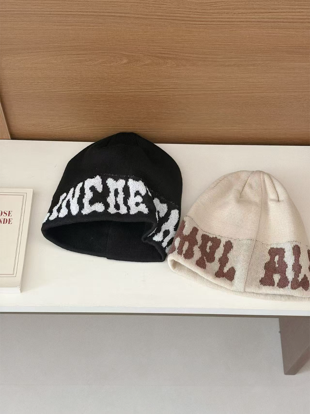 Haila - Letter Pattern Cuffed Beanie