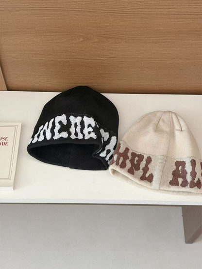Haila - Letter Pattern Cuffed Beanie