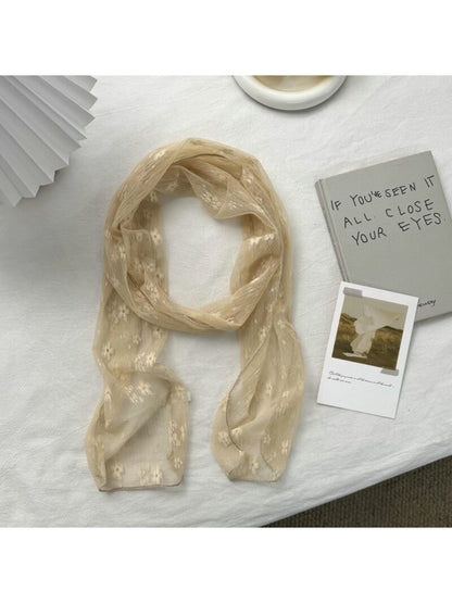 Soft Blossom Sheer Scarf laid flat showing full floral pattern and lightweight fabric