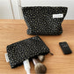 Cosbai Black Star Cosmetic Bag front view with star design on black background