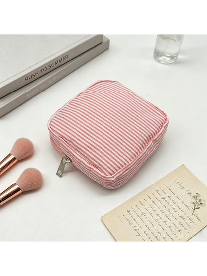 Cosbai - Pinstripes Zipper Cosmetic Organizer Bag