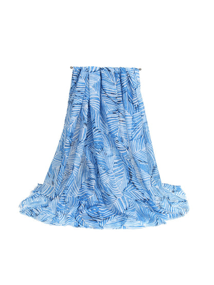 Scarvii - Vacation Style Leaves Printed Fashion Scarf