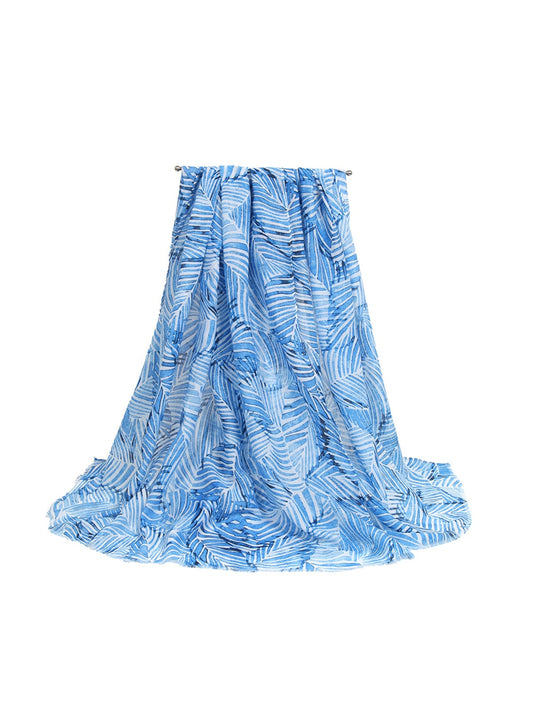 Scarvii - Vacation Style Leaves Printed Fashion Scarf