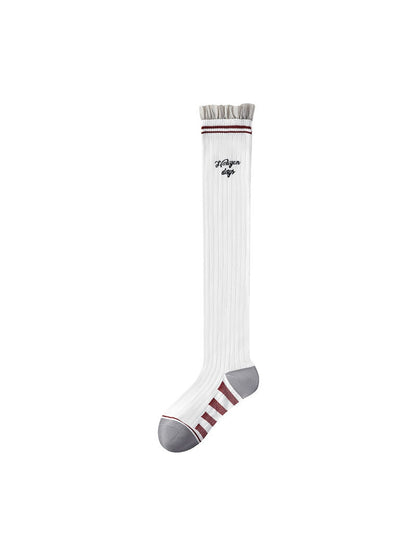 Rufia - Striped Ribbed Casual Knee-high Socks