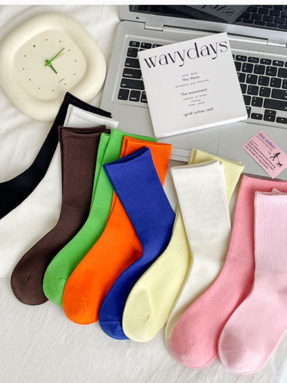 Rufia - Candy Colorful Solid Mid-Calf Socks