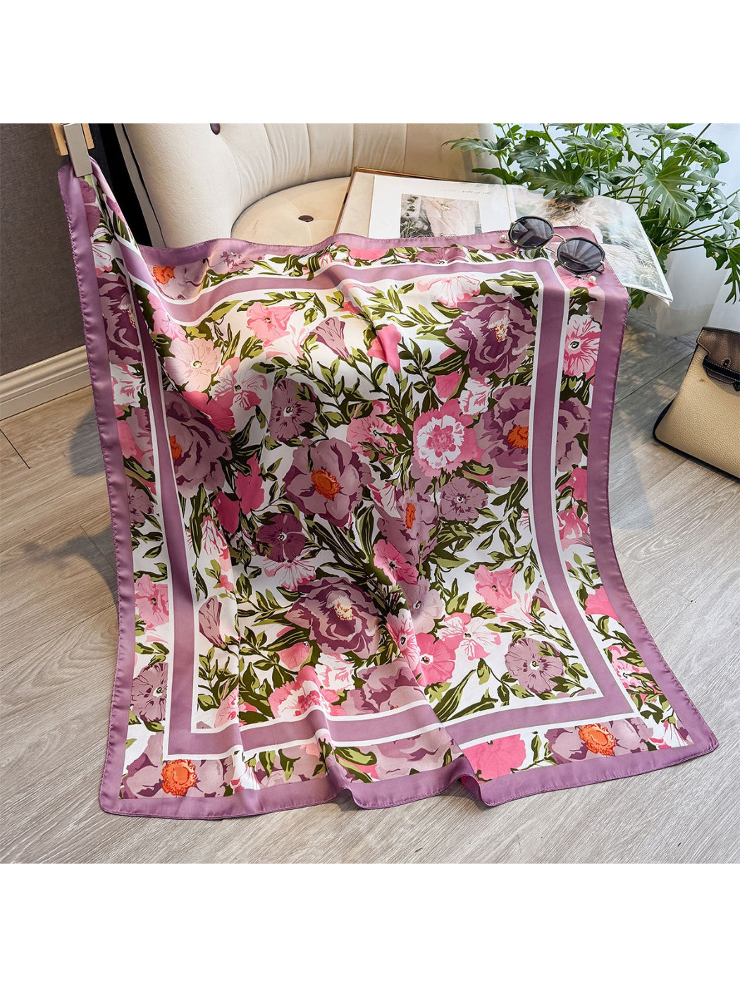 Scarvii - Botanical Floral Border Square Scarf