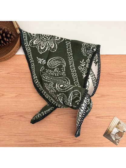 Scarvii - Paisley Pattern Knit Triangle Scarf