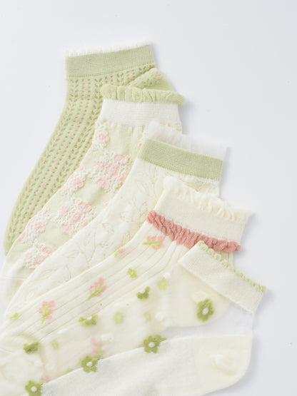 Rufia - Pastel Green & Pink Summer Ankle Socks