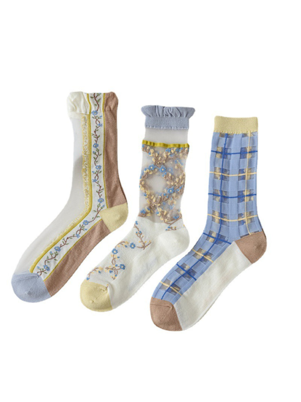 Rufia - Sheer Floral Mesh Crew Socks product image 1