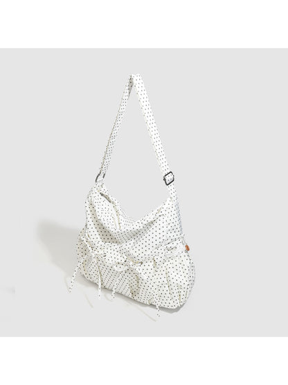 Cosbai - Polka Dot Ruffle Shoulder Bag