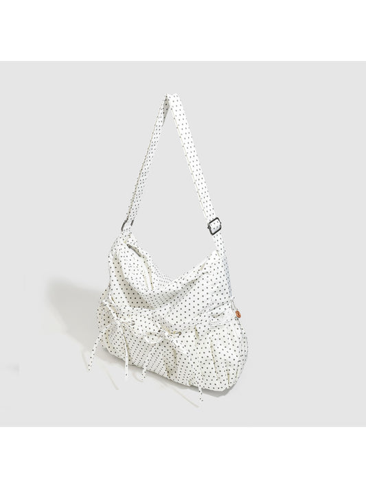 Cosbai - Polka Dot Ruffle Shoulder Bag