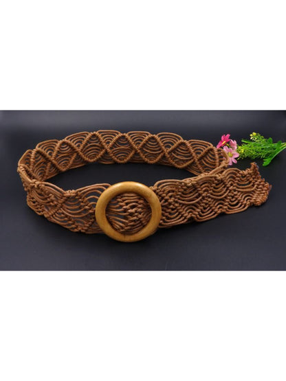 Beco Woven Ring Buckle Waist Belt showing woven texture