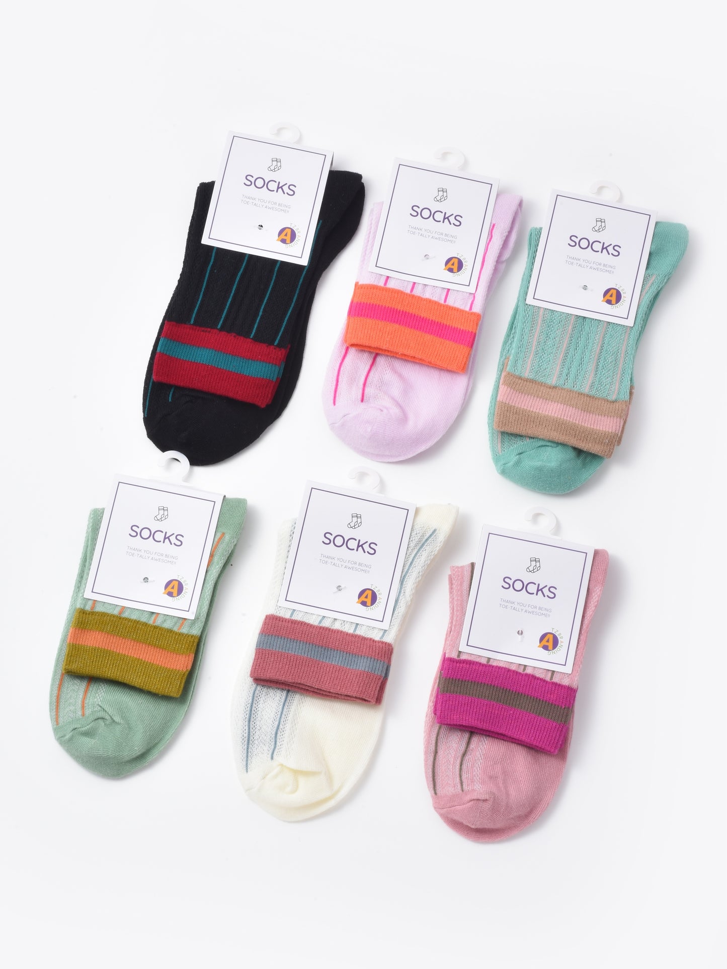Rufia - Colorblock Mesh Knit Mid Calf Socks