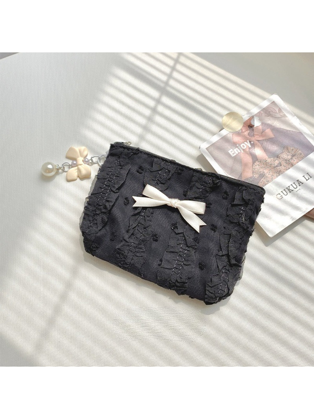 Cosbai - Ruffle Bow Cosmetic Pouch detail view 2
