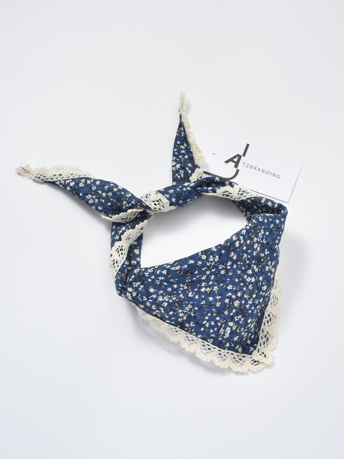 Scarvii - Ditsy Floral Lace Trim Triangle Scarf
