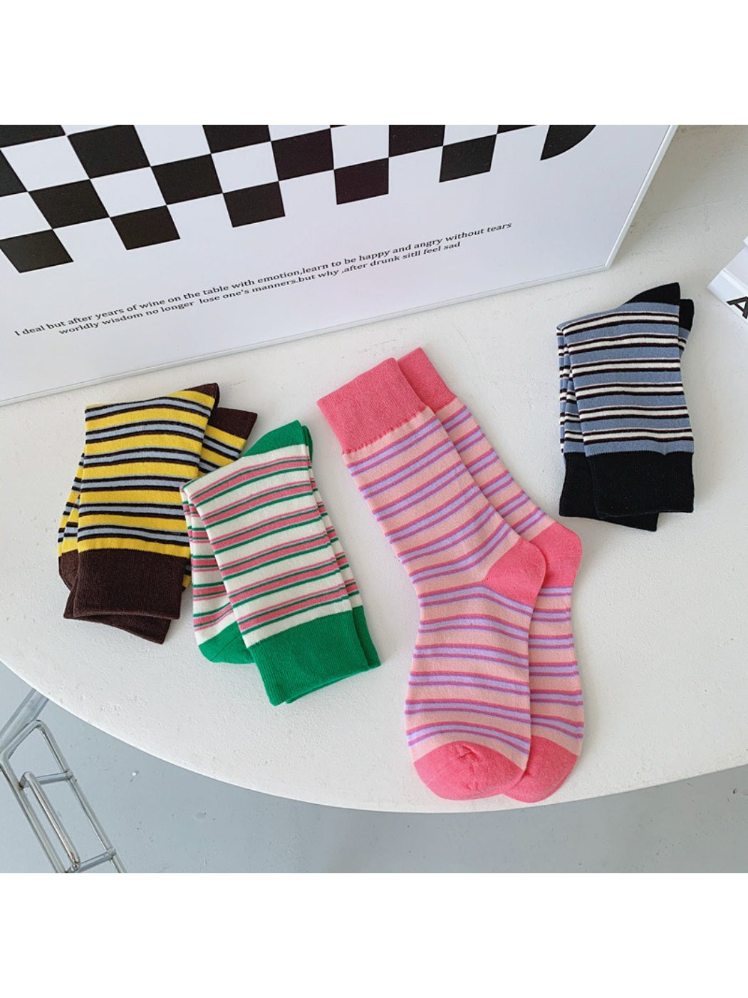 Rufia - Bright Stripe Knit Crew Socks
