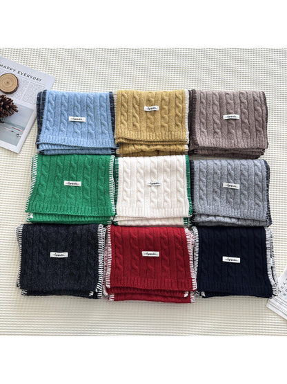 Scarvii - Vertical Cable-Knit Pattern Narrow Scarf Scarf
