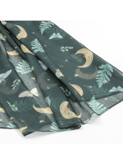 Scarvii - Forest Green Butterfly Moon Print Scarf