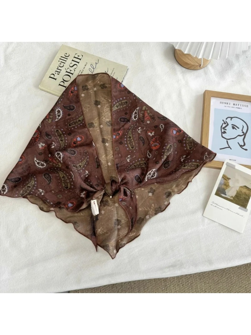 Scarvii - Vintage Patchwork Print Triangle Scarf