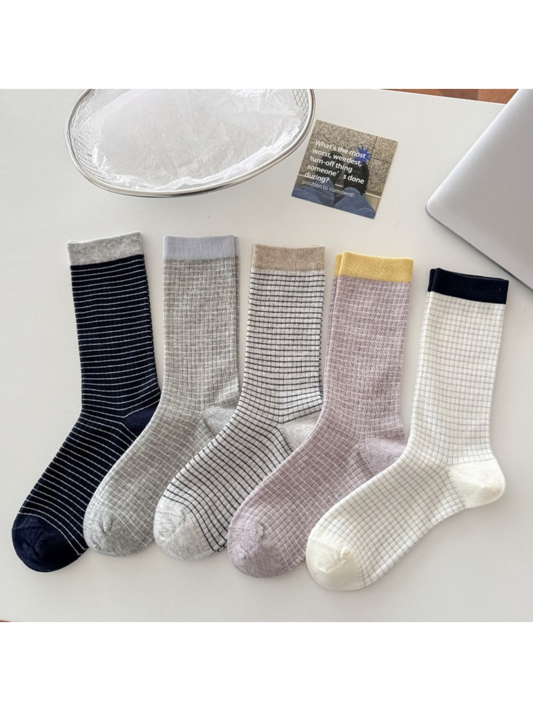 Rufia - Soft Textured Grid Crew Socks product image 1