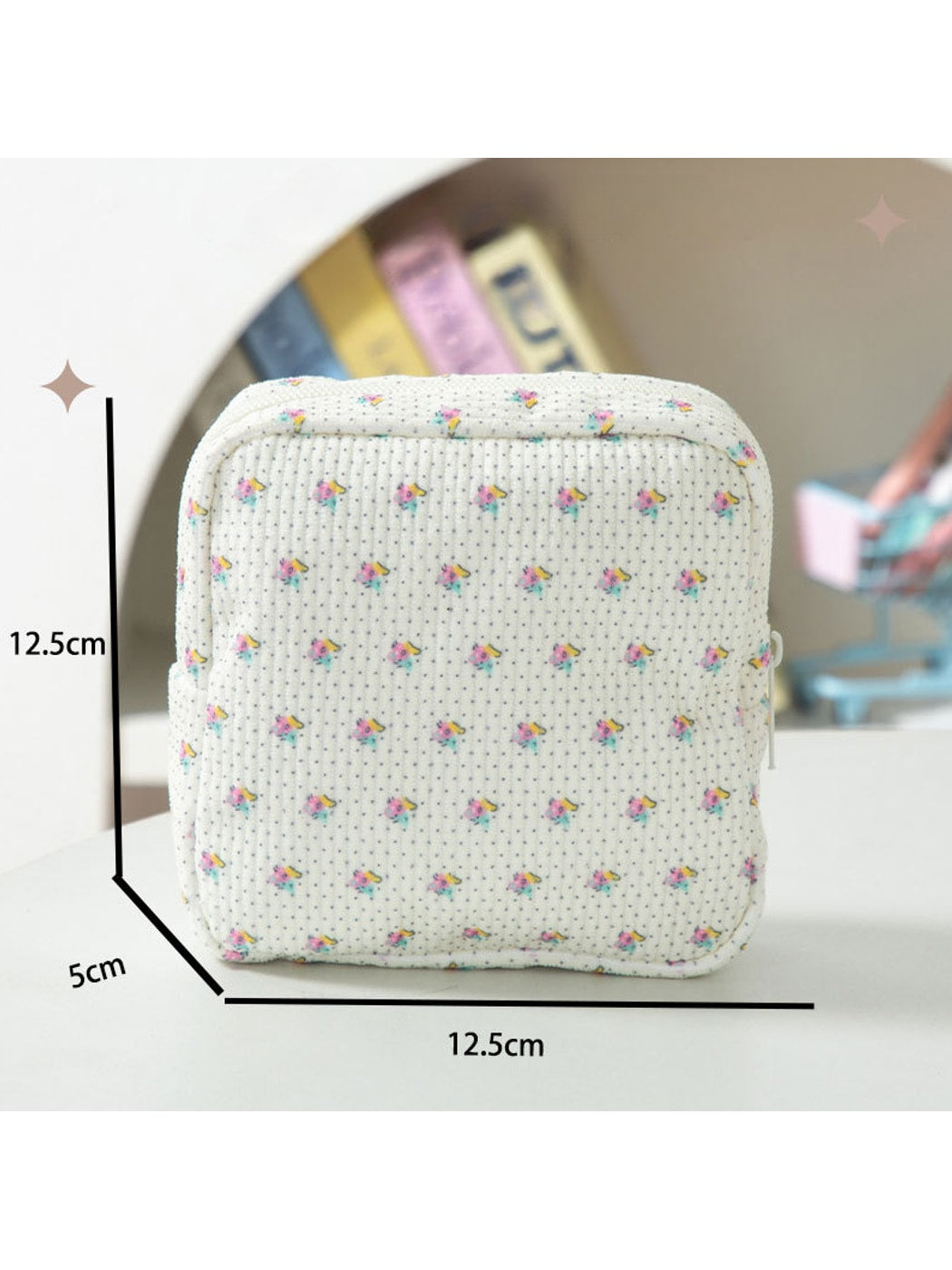 Cosbai - Rustic Style Floral Print Zip Pouch