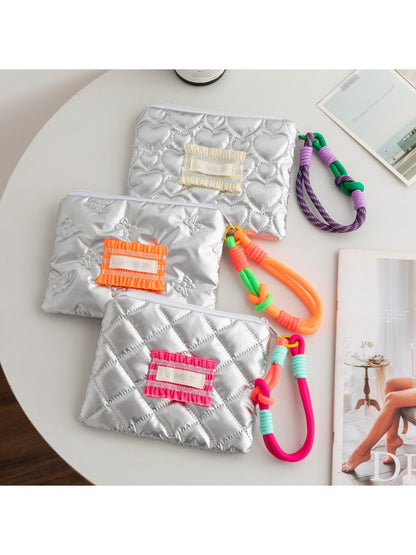 Cosbai - Y2K Style Colorblock Quilting Zip Pouch