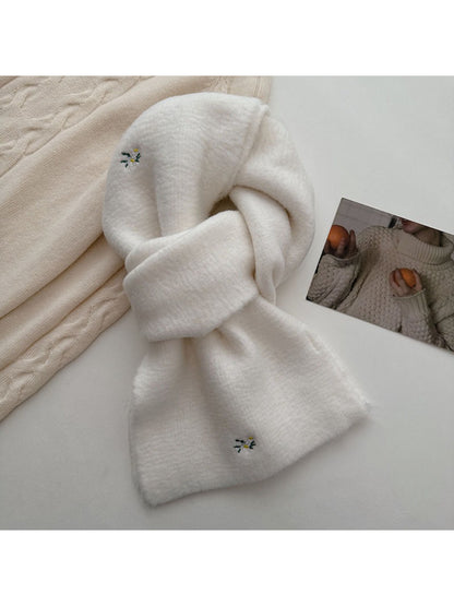 Scarvii - Soft Floral Detail Knit Scarf