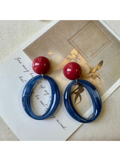 Earwish - Color Block Oval Hoop Earrings