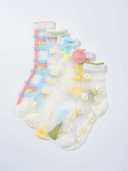 Rufia - Garden Bloom Sheer Crew Socks