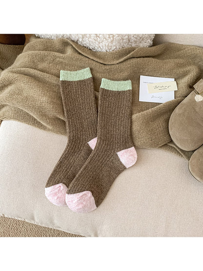 Rufia - Simple Colorblock Casual Crew Socks