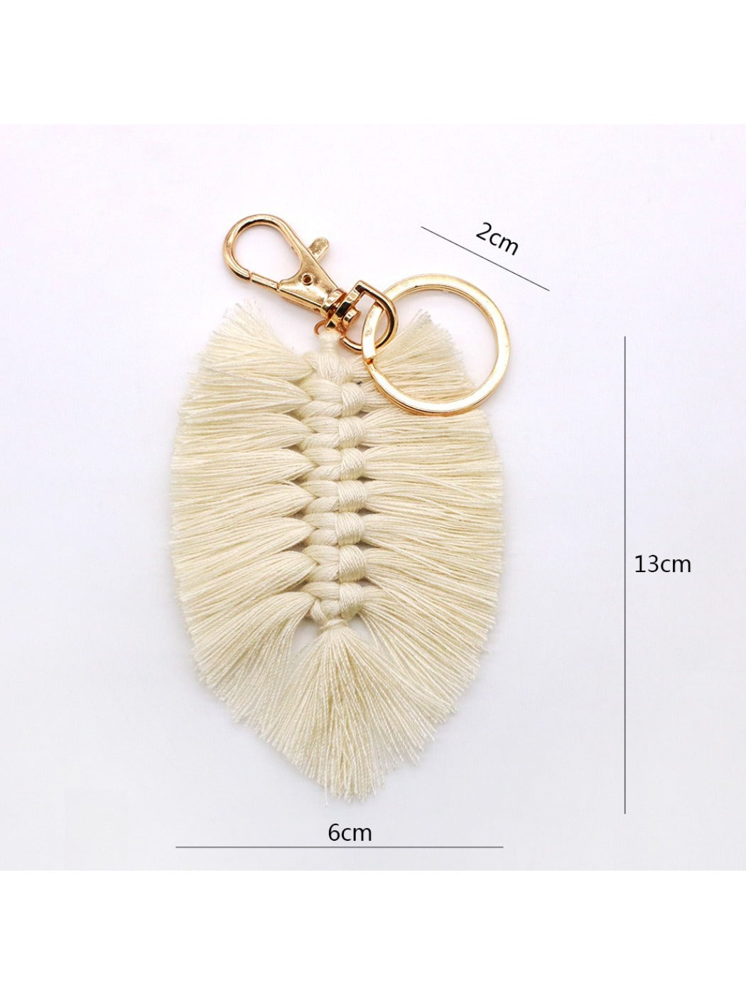 Koco Leaf Shaped Keychain with Tassel showing tassel detail